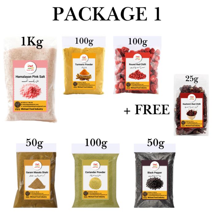 Package 1 (6 Packs + Free Kashmiri Red Chilli 25g)